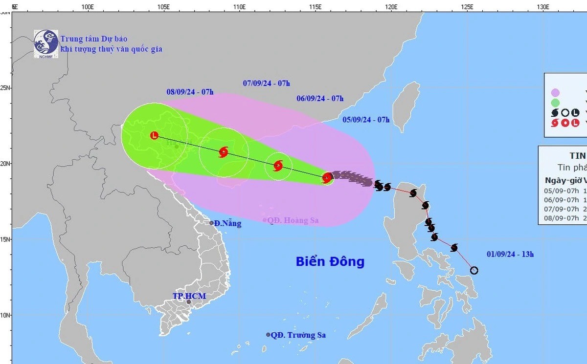 Bão số 3 đi thẳng vào vịnh bắc bộ với cường độ gió lên tới 200km/h