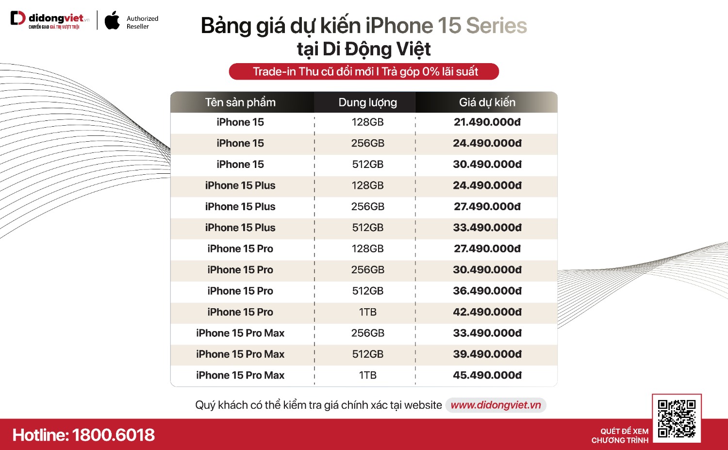 iPhone 15 series chính hãng giá dự kiến từ 21,49 triệu đồng