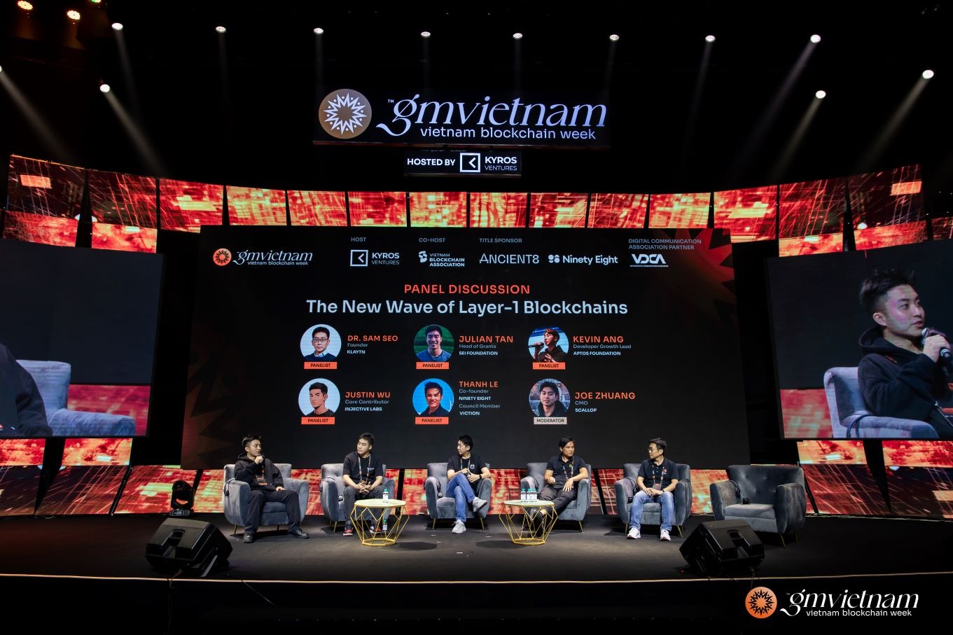 GM Vietnam 2024 được tổ chức bởi Kyros Ventures, Hiệp hội Blockchain Việt Nam (VBA) - với vai trò đồng tổ chức đối tác chiến lược Ninety Eight và Ancient8, đối tác bảo trợ truyền thông là Hội Truyền thông số Việt Nam (VDCA).