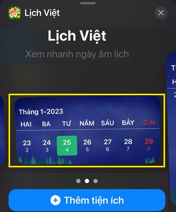 Thêm Lịch Việt vào màn hình điện thoại