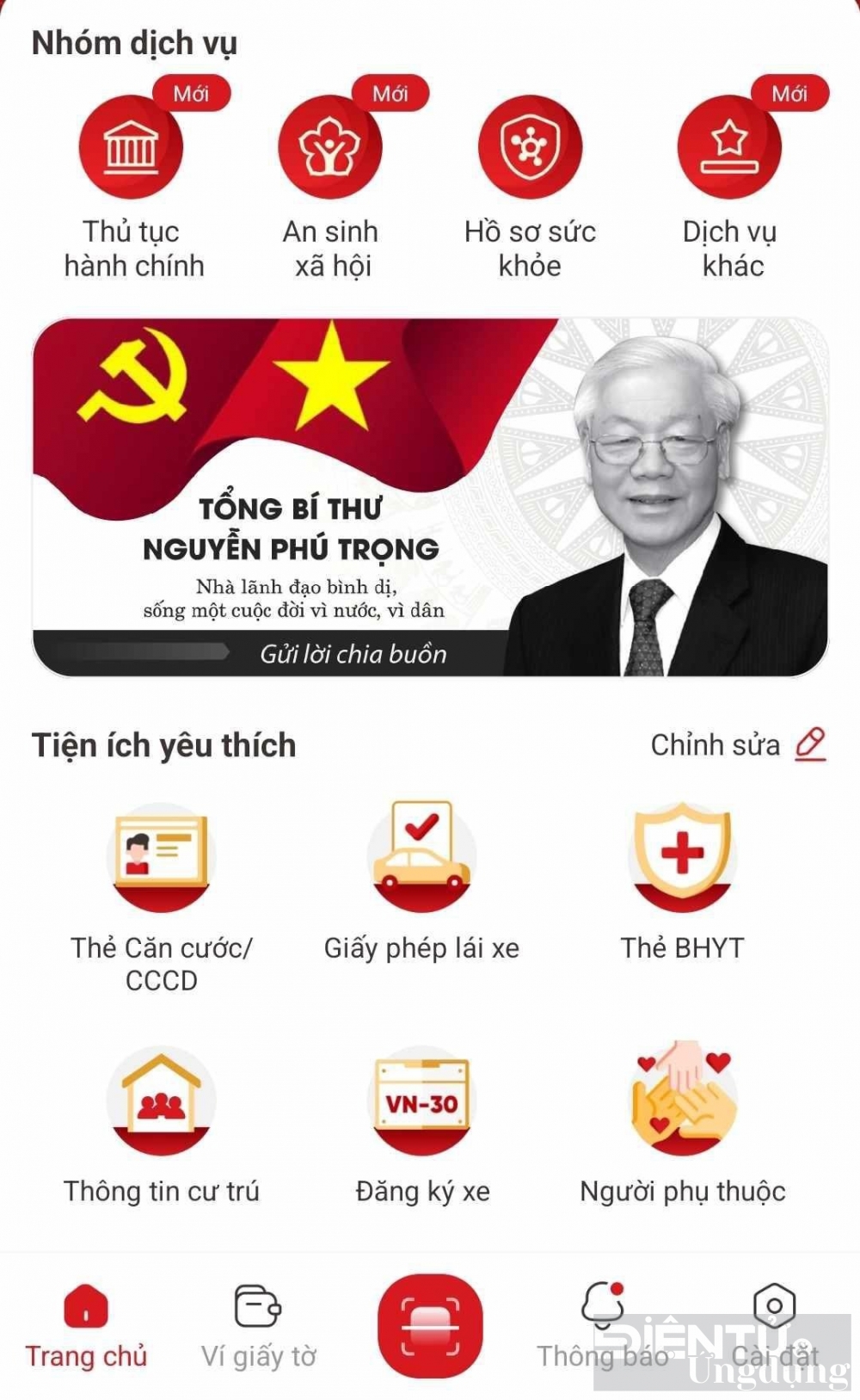 Bộ Công an cập nhật tính năng mới giúp người dân gửi lời chia buồn, tri ân Tổng Bí thư Nguyễn Phú Trọng trên VNeID