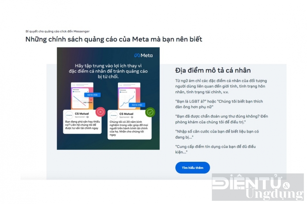 * Tìm hiểu thêm về các chính sách quảng cáo của Meta và giải quyết các vấn đề liên quan đến việc từ chối quảng cáo tại đây.