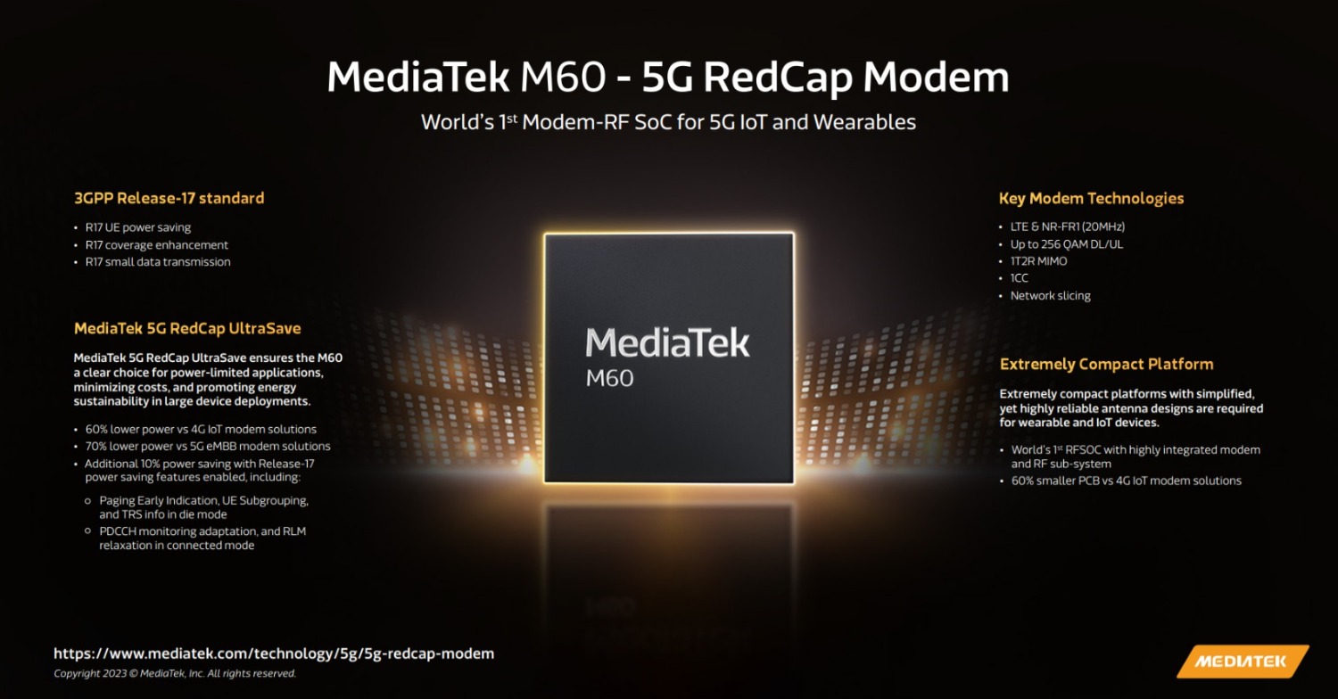 5G RedCap, chipset MediaTek T300, thiết bị IoT, MediaTek
